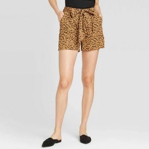 A New Day XL leopard print shorts with ribbon belt